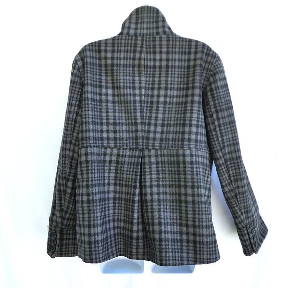 WooL Old Navy Peacoat Plaid Double Breasted PoCKeTS WooL Blend Grey Lined Retro - Picture 9 of 9